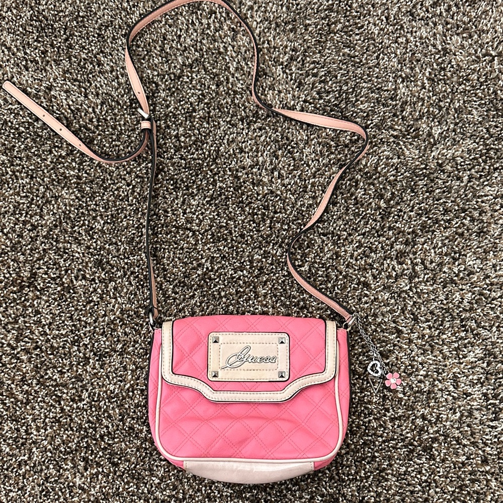 Guess Pink and Cream Crossbody Bag